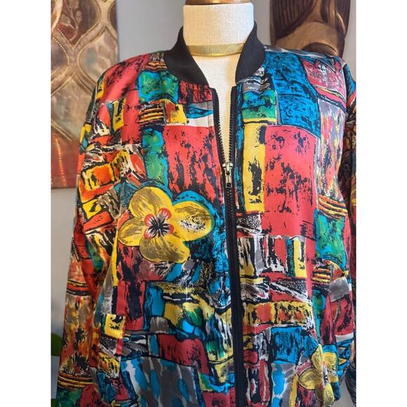 Vintage 1980’s Rainbow and Floral Bomber Jacket - Picture 3 of 9